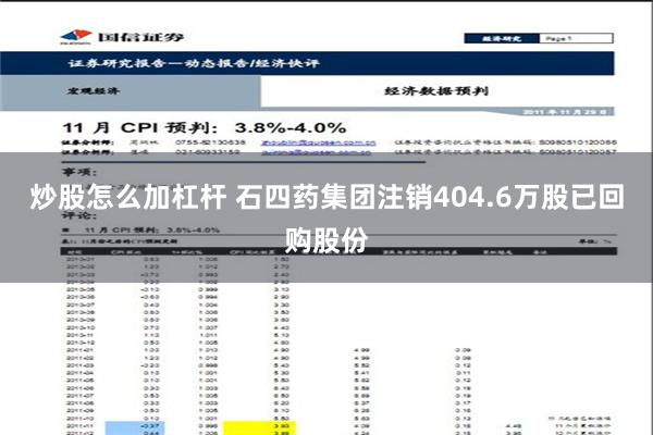 炒股怎么加杠杆 石四药集团注销404.6万股已回购股份